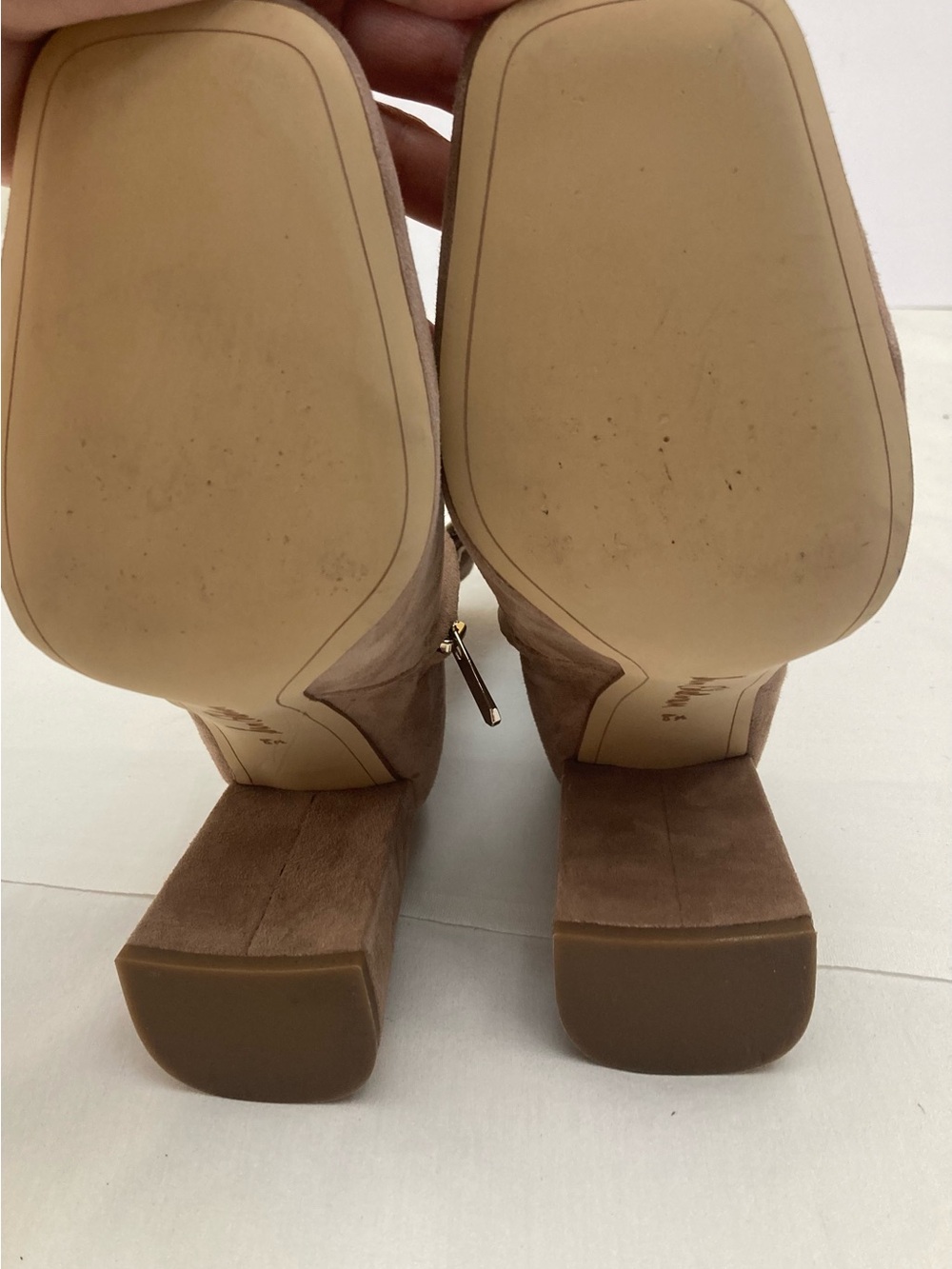 Sam Edelman Women's Taupe Suede Block Heel Ankle Boots with zipper 8.5 - Picture 5 of 10